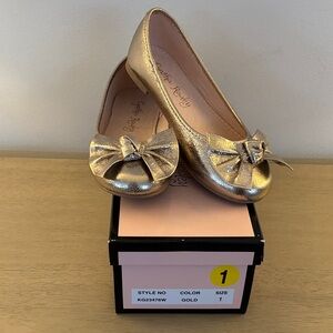 Cynthia Rowley Gold Bow Ballet Flats